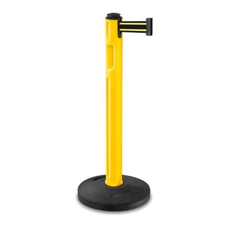 Lavi Industries Lavi Industries Tempest Retractable Belt Barrier, 38-1/4" Yellow Post, 12' Black/Neon Yellow Belt 80-5000R/YL/BN